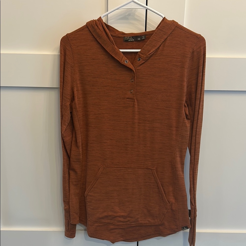 Prana Burnt Orange Buttoned Hoodie